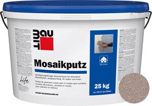Der Baumit Mosaikputz ist im Farbton M 302 Monviso im 25 kg Eimer erhältlich.