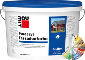 La peinture acrylique PURA pour façade Baumit est disponible en couleur en seau de 5 litres.