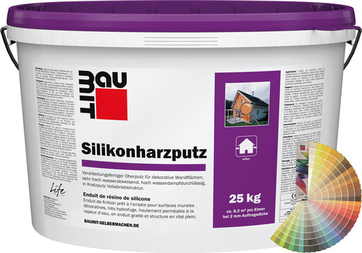 Der Baumit Silikonharzputz ist in weiss oder farbig lieferbar.