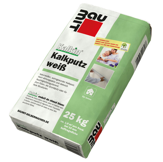Produktfoto: Baumit Kalkin Kalkputz weiss - grüner 25 kg Sack.