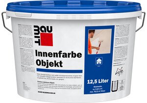 Produktbild: Die Baumit Innenfarbe Objekt ist im 12,5 l Eimer in Weiss erhältlich.