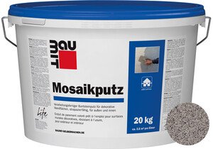 Der Baumit Mosaikputz ist im Farbton M 327 Rushmore im 20 kg Eimer erhältlich.