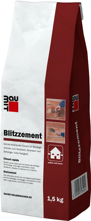 Der Baumit Blitzzement ist im 1,5 kg Folienbeutel erhältlich.