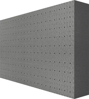 Dämmstoffplatte aus grauem Material mit punktförmigen Vertiefungen zur effizienten Wärmedämmung. Ideal für DIY-Projekte.