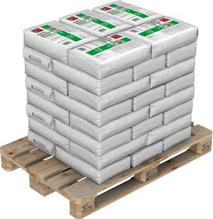 Der Baumit Spritzspachtel Airless ist palettenweise mit 40 Säcken erhätllich.