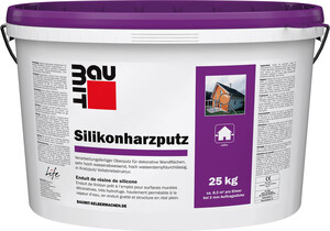 L'enduit à base de résine silicone Baumit est disponible en blanc ou en couleur.