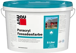 Produktbild: Die Baumit Puracryl Fassadenfarbe ist in Weiss im 5 l Eimer erhältlich.