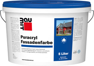 La peinture acrylique PURA pour façade Baumit est disponible en blanc en seau de 5 litres.