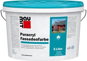 Produktbild: Die Baumit Puracryl Fassadenfarbe ist in Weiss im 5 l Eimer erhältlich.