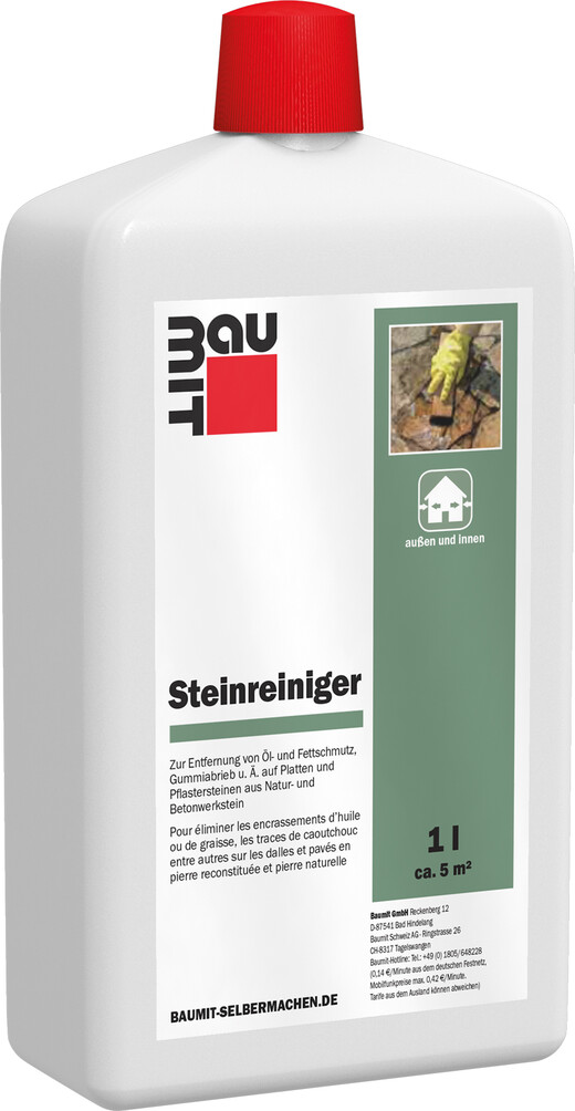 Baumit Steinreiniger im 1 l Kunststoffkanister erhältlich.