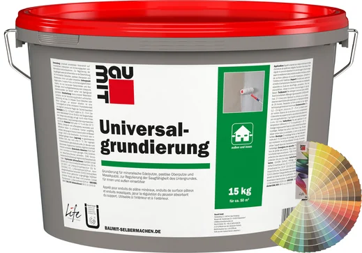 Apprêt universel Baumit : primaire d'accrochage polyvalent pour l'intérieur et l'extérieur, 15 kg, améliore l'adhérence sur tous les supports.