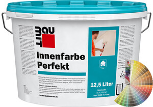 Produktbild: Baumit Innenfarbe Perfekt im 12,5 Liter Eimer mit Baumit Farbfächer.