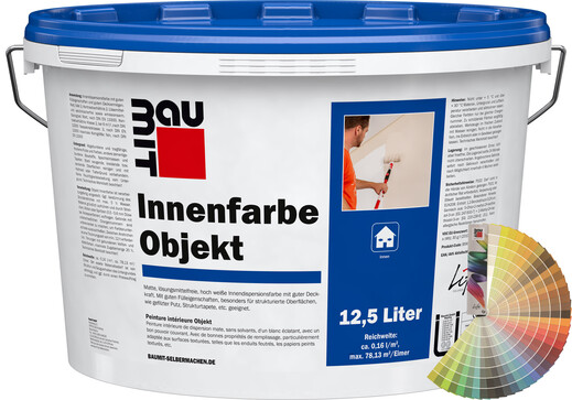 Image du produit : la peinture intérieure Objekt Baumit en seau de 12,5 litres avec palette de couleurs Baumit.
