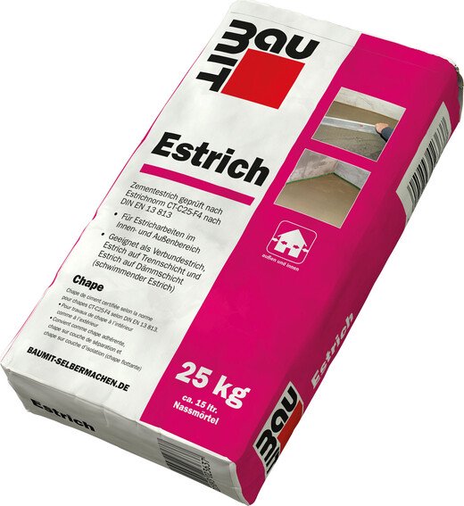 La chape Baumit est disponible en film plastique de 10 kg ou en sac papier de 25 kg.
