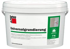L'apprêt universel est disponible en seau en plastique de 1 kg, couleur blanche.
