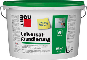 Die Universalgrundierung ist im 15 kg Eimer in der Farbe Weiss erhältlich.