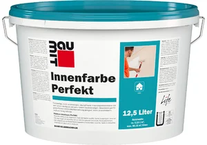 Produktbild: Die Baumit Innenfarbe Perfekt ist im 12,5 l Eimer in Weiss erhältlich.