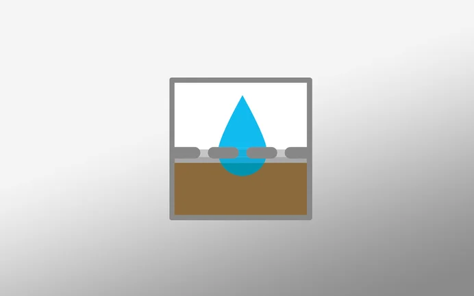 Symbol bzw. Zeichen oder Icon zum Baumit wasserdurchlässigen, drainfähigen Verlegesystem von Pflastersteinen oder Natursteinen.