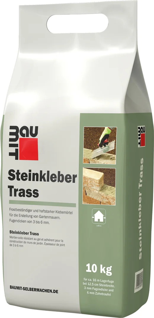 !Der Baumit Steinkleber Trass ist im 10 kg Foliensack erhältlich.!