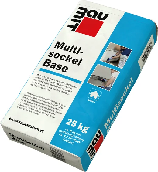 Baumit Multisockel Base 25 kg, vielseitiger Fassadenkleber für den Außenbereich, ideal für Heimwerkerprojekte.