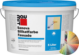 !Die Baumit Sanova Silikatfarbe Fassade ist farbig im 5 Liter Eimer erhältlich.!