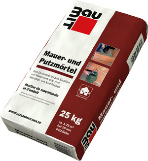 Der Baumit Mauer- und Putzmörtel ist im 25 kg Papiersack erhältlich.