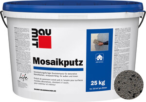 Der Baumit Mosaikputz ist im Farbton M 342 Everest im 25 kg Eimer erhältlich.