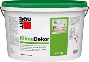 Le Baumit KlimaDekor avec une granulation de 1,5 mm est disponible en seau de 25 kg en blanc.