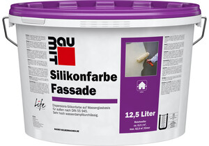 Produktbild: Die Baumit Silikonfarbe Fassade ist in Weiss im 12,5 l Eimer erhältlich.