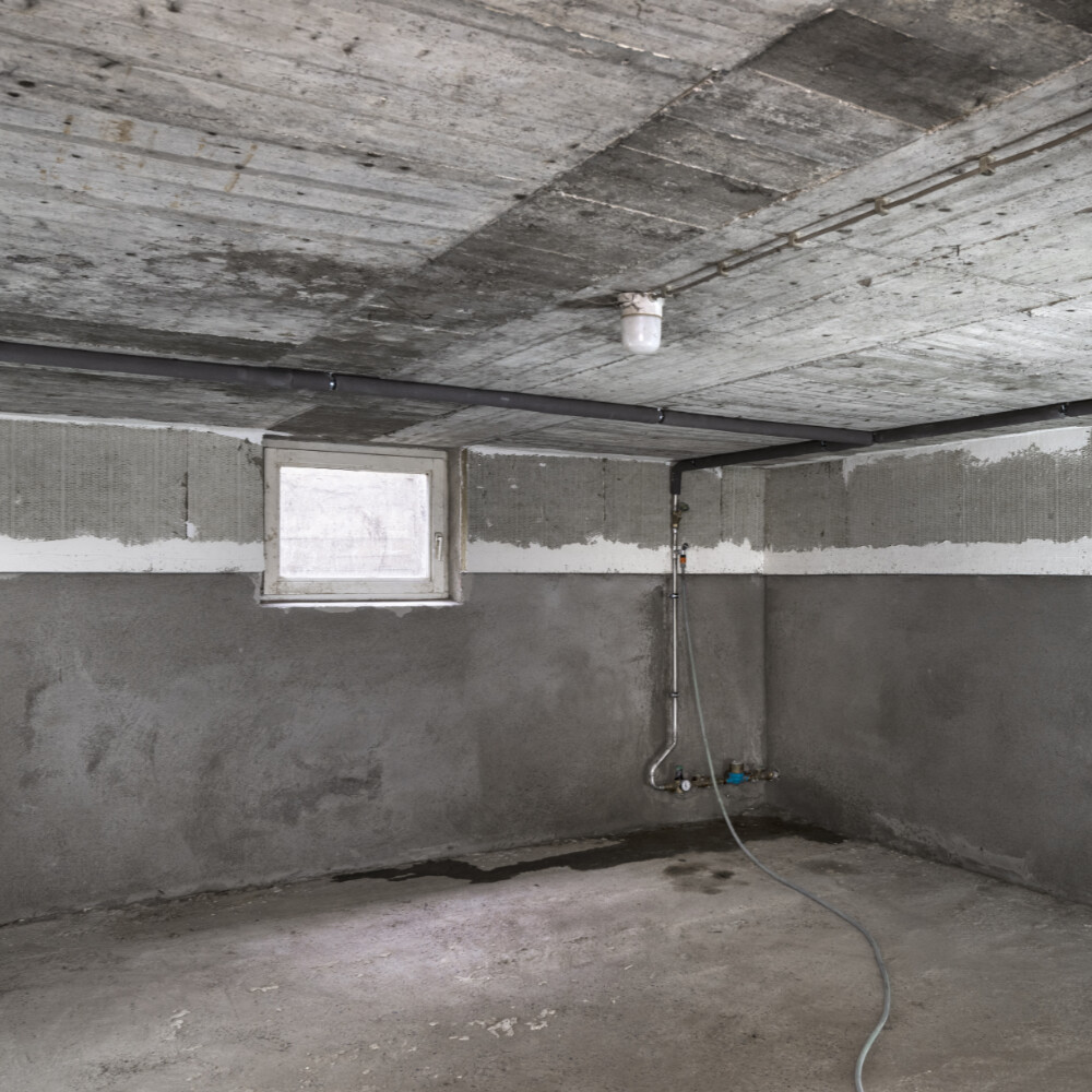 Vorbereitungen vor der Kellerdeckendämmung mit Abreißprobe - detail