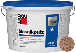Der Baumit Mosaikputz ist im Farbton M 312 Cook im 20 kg Eimer erhältlich.