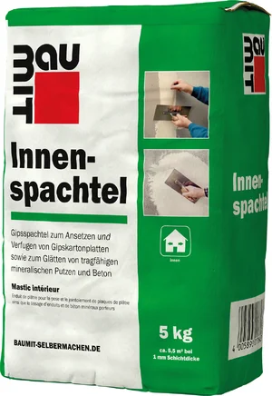 L'enduit de lissage intérieur Baumit est disponible en sac en papier de 5 kg.