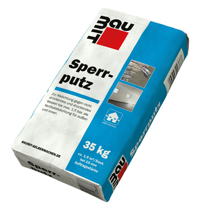 Baumit Sperrputz im blauen 35 kg Sack.