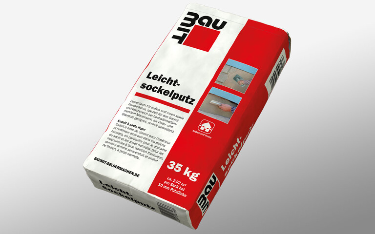 Photo de produit de l'enduit pour plinthes légères Baumit en sac papier de 25 kg.