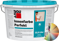 Produktbild: Baumit Innenfarbe Perfekt im 12,5 Liter Eimer mit Baumit Farbfächer.