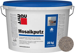 Der Baumit Mosaikputz ist im Farbton M 326 Triglav im 20 kg Eimer erhältlich.