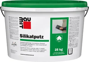 Der Baumit Silikatputz mit 2 mm Körnung ist im 25 kg Eimer in Weiss erhältlich.