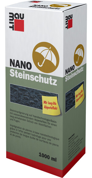 Der NANO Steinschutz von Baumit ist in der 1 Liter Flasche erhältlich.