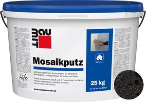Der Baumit Mosaikputz ist im Farbton M 344 Vesuvius im 25 kg Eimer erhältlich.