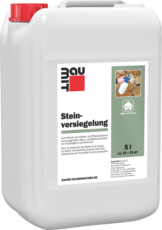 Baumit Steinversiegelung ist im 5 l Kunststoffkanister erhältlich.