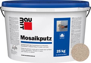 Der Baumit Mosaikputz ist im Farbton M 303 Matterhorn im 25 kg Eimer erhältlich.