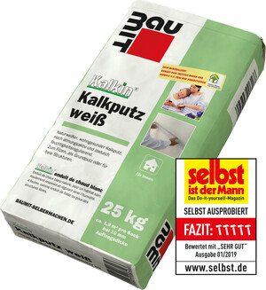 Der Baumit Kalkin Kalkputz weiss ist im 25 kg Papiersack erhältlich.