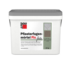 Der Baumit Pflasterfugenmörtel Fix Fein ist im Farbton Steingrau im 15 kg Eimer erhältlich.