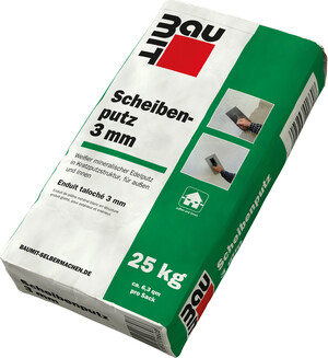 Der Baumit Scheibenputz mit 3 mm Körnung in Weiss ist im 25 kg Sack erhältlich.