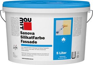 Die Baumit Sanova Silikatfarbe Fassade ist in Weiss im 5 Liter Eimer erhältlich.