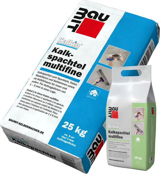 Baumit Kalkspachtel multifine für glatte Oberflächen im Innenbereich, ideal zum Spachteln und Ausgleichen von Unebenheiten.