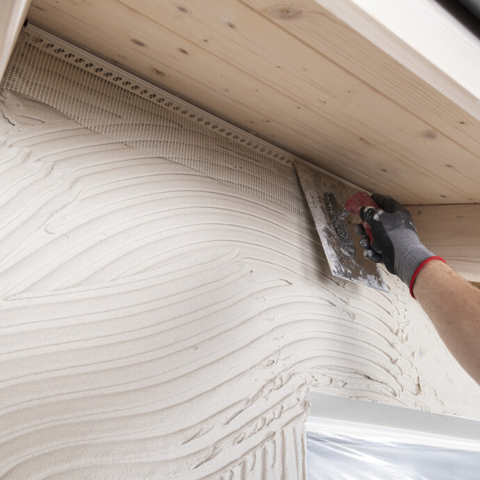 Dachanschluss Armierungsspachtelung auf Holzfaserdämmung mit Dachanschlussprofil