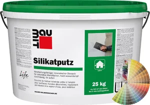 Der Baumit Silikatputz mit 2 mm Körnung ist im 25 kg Eimer farbig erhältlich.